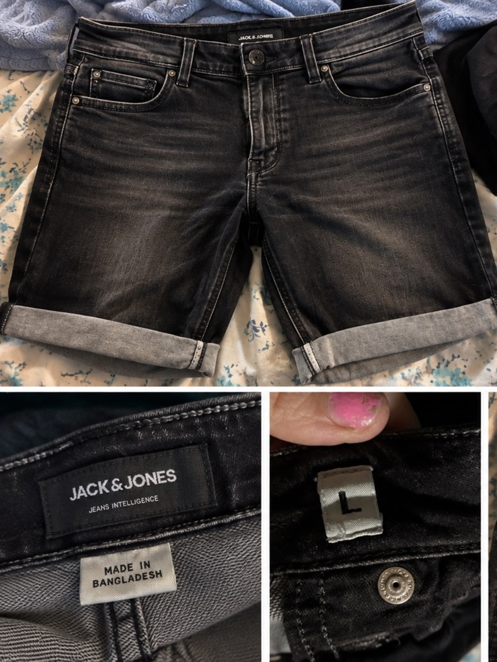 NWOTMen's Black Denim Roll-Cuff Shorts - Classic Jack&Jones